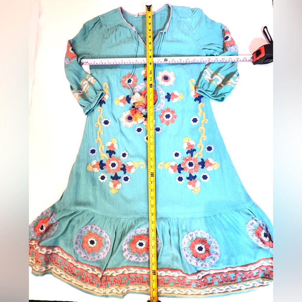 Soft Surroundings Artisan Embroidered Boho Tunic Artsy Dress Tassel Resort S - Picture 8 of 8